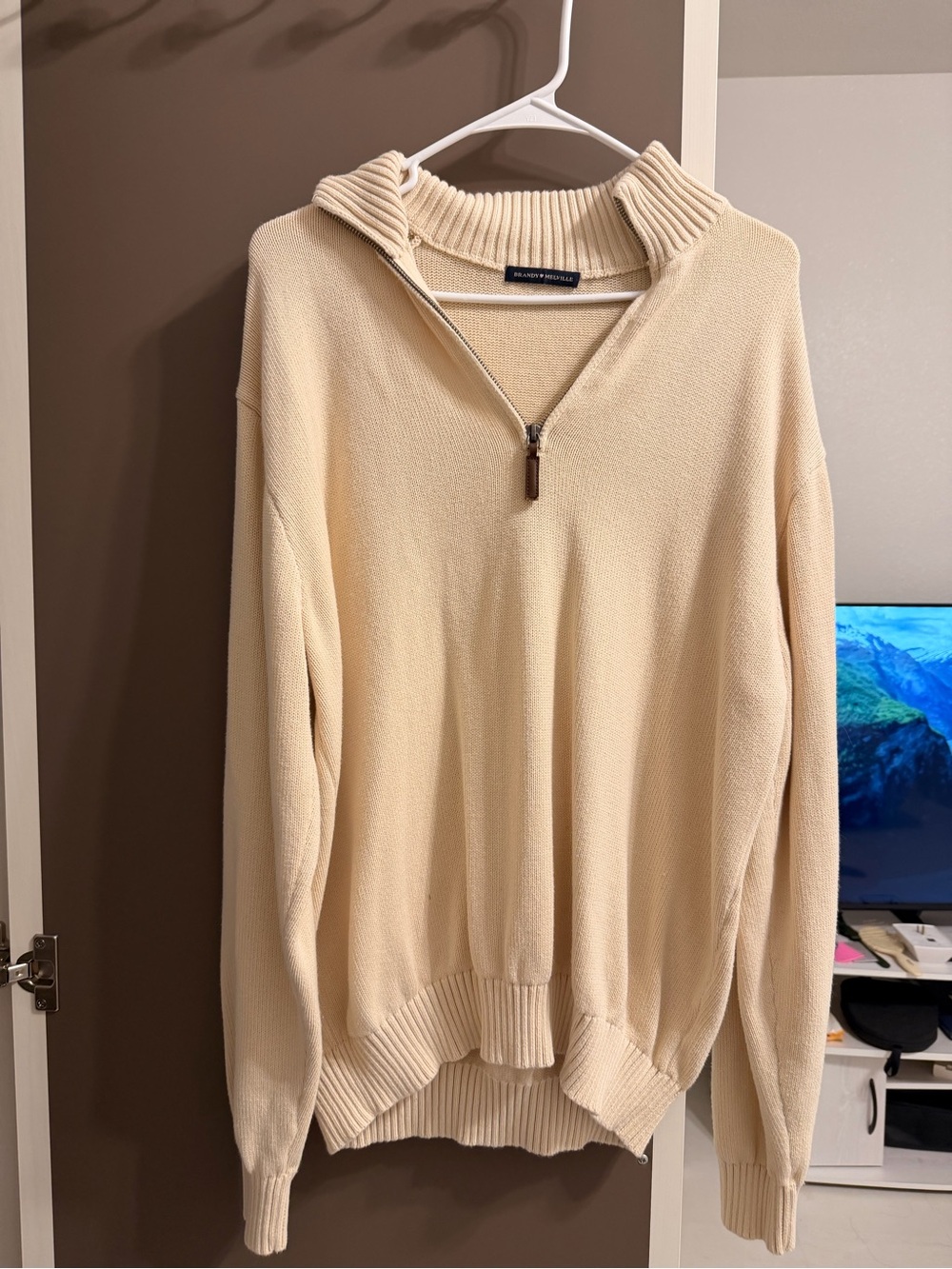 Brandy Melville knit pullover oversized beige